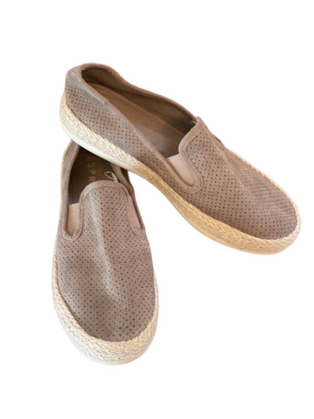 Esprit Nadeene Taupe Faux Suede 7.5 Coastal Grandmother Boho Espadrille Sneakers